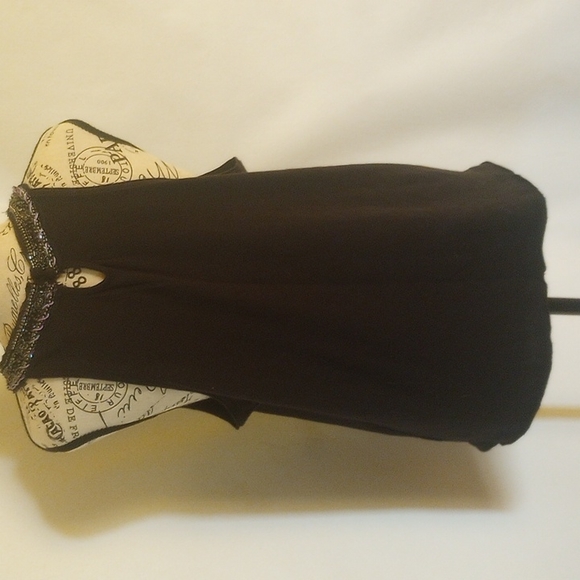 Free People Black Jeweled Metalic Beaded Neck Sleeveless Top - Picture 4 of 6